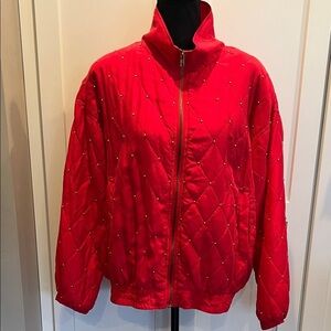 Marguerite Li Vintage 100% Silk Red Puffer Jacket Size L